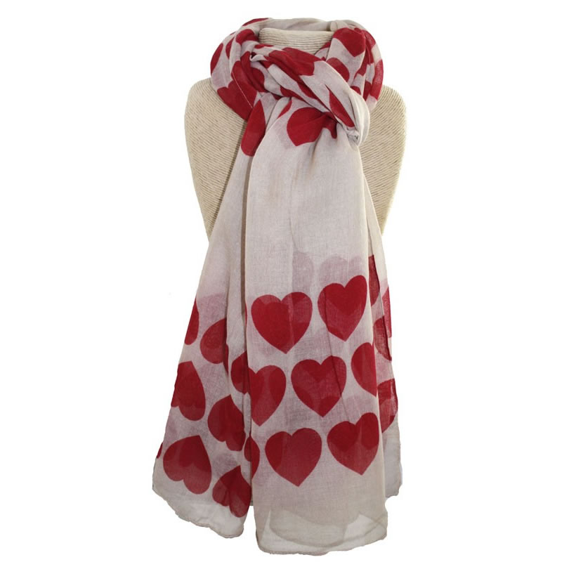Fresh Red Hearts Scarf
