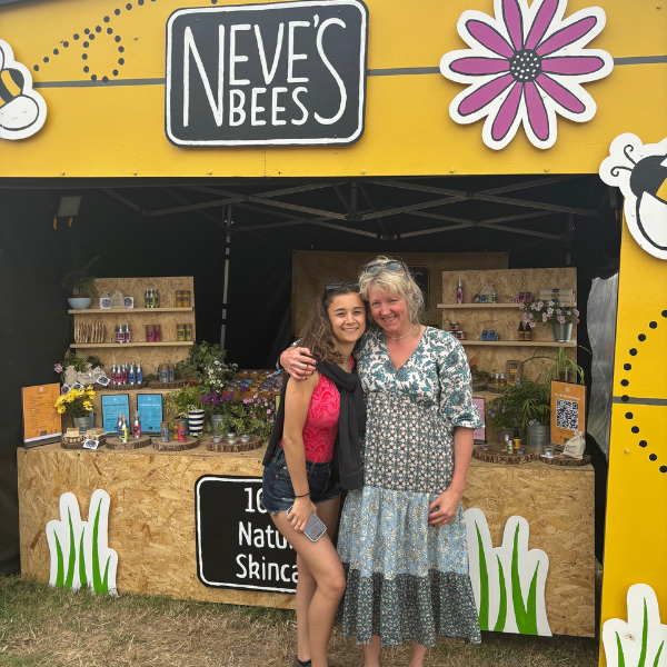 Neve's Bees- Julie and Neve at Glastonbury this year
